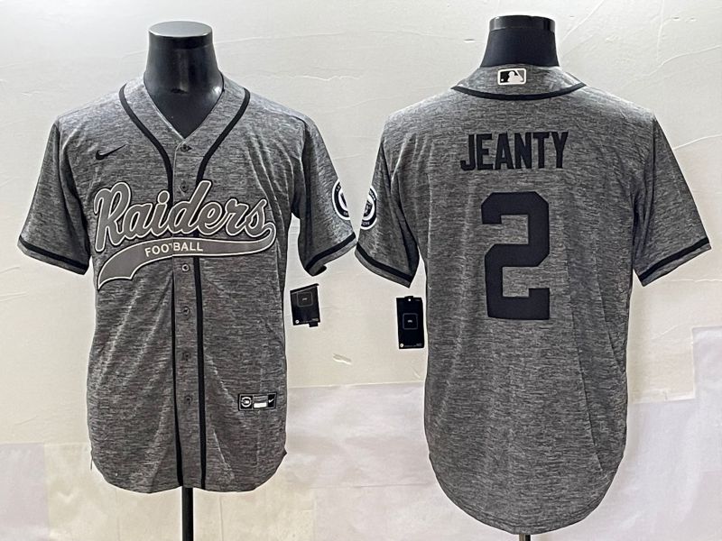 Men 2025 Oakland Raiders #2 Jeanty Grey Joint Name Nike Limited NFL Jersey style 1